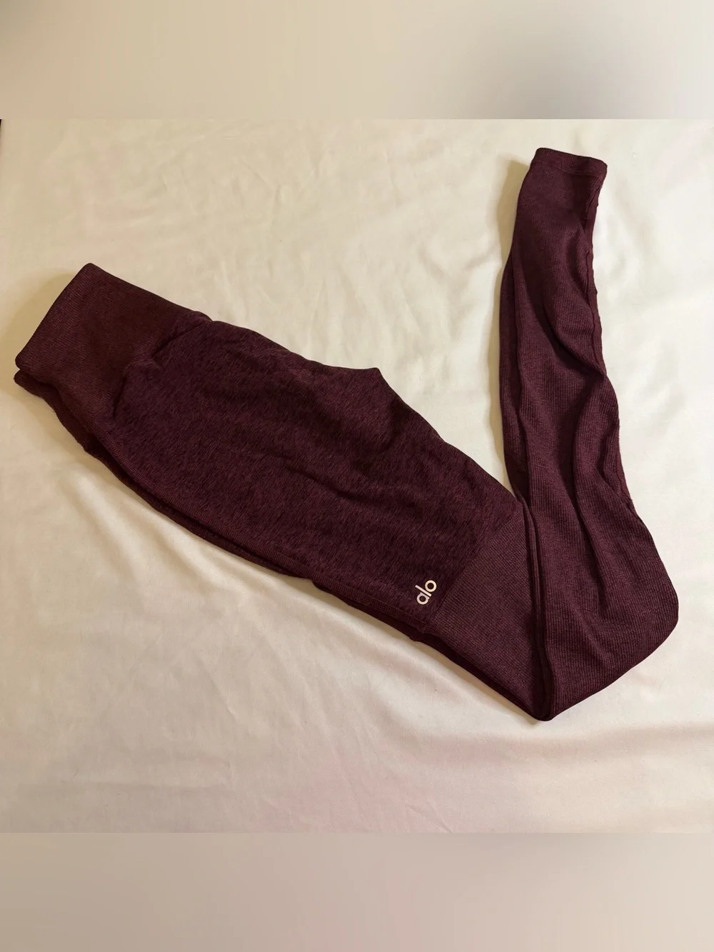 Alo Yoga Goddess Ribbed Leggings XS Burgundy Heathered High Rise 32” Inseam